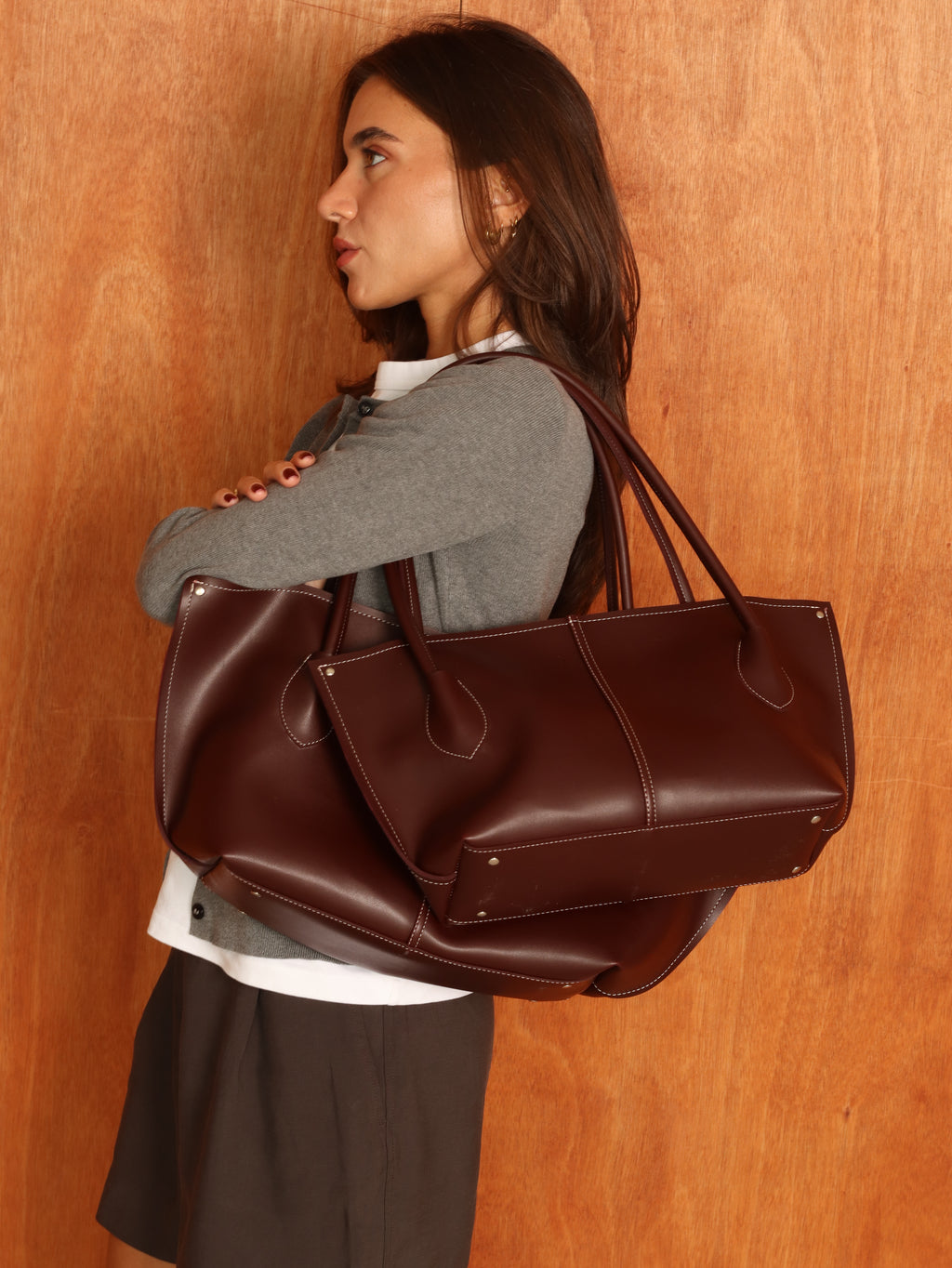 SILVY BAG IN BURGUNDY-BIG SIZE